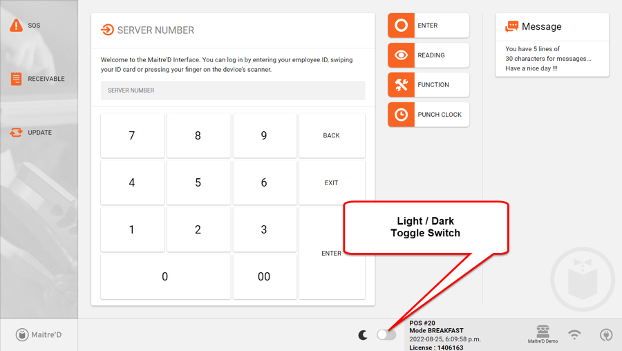 POS Screen - Light-Dark Toggle