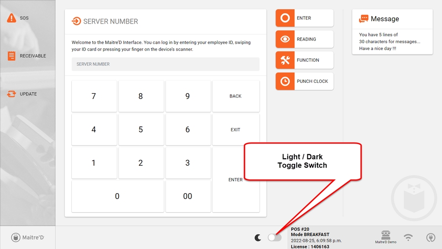 POS Screen - Light-Dark Toggle