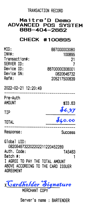 Transaction Record - Merchant Copy (FILLED)