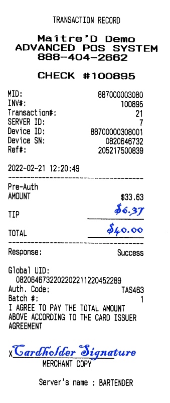 Transaction Record - Merchant Copy (FILLED)