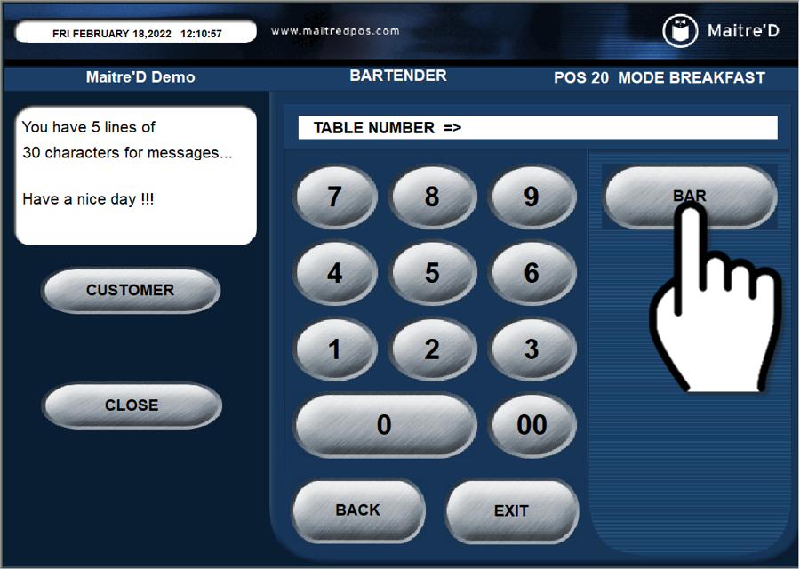 POS - Table Number or Table 0