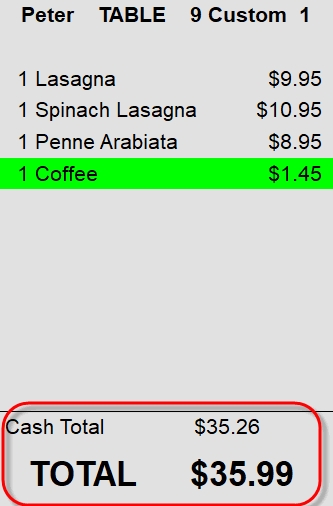Order Screen - With items and totals
