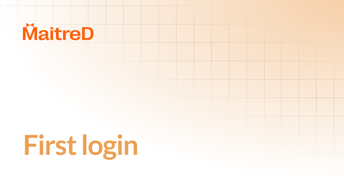 First login | MD Documentation Center