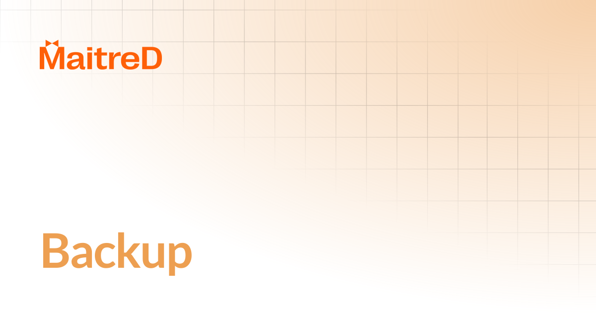 Backup | MD Documentation Center