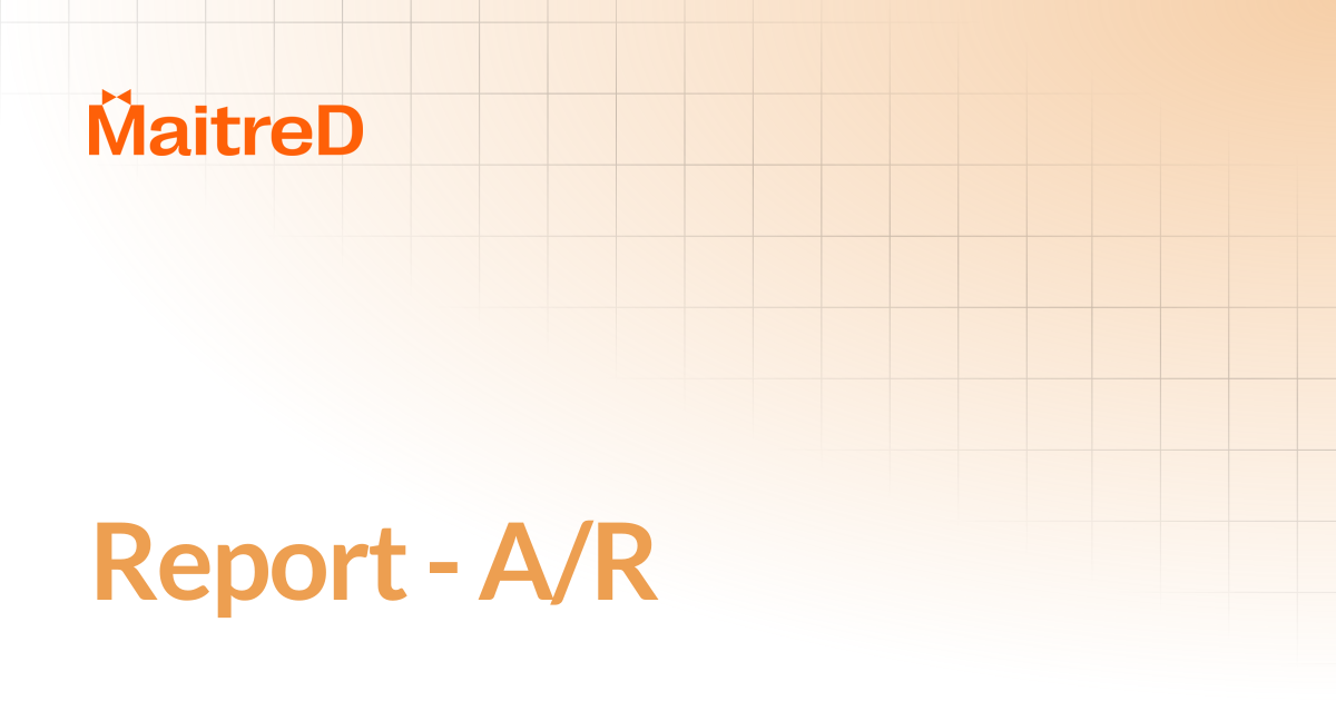 Report - A/R | MD Documentation Center